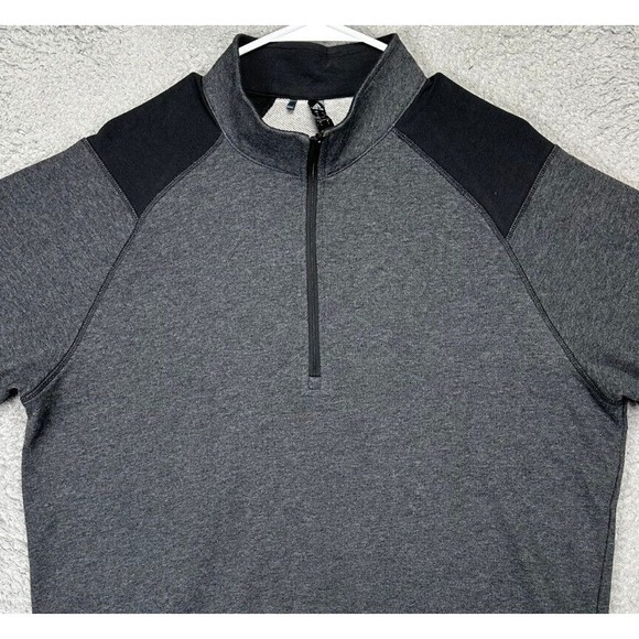 Adidas Pullover Shirt Mens Large Grey Quarter Zip Long Sleeve Activewear Stretch - Picture 1 of 9